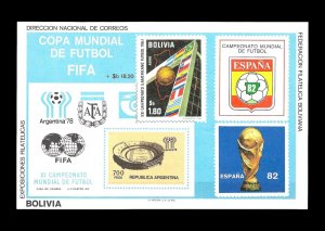 #2266 BOLIVIA 1980 FOOTBALL SOCCER WORLD CUPS  78-82 S/SHEET MI BL 99 YV 71 MNH
