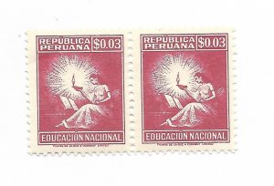 PERU 1950 POSTAL TAX STAMP PRO EDUCATION 3C CARMINE SC RA33 MI Z33 MNH PAIR