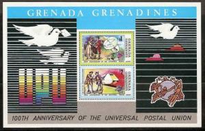 GRENADA GRENADINES 1974 U.P.U CENTENARY, SHIP, TRAIN, M/s  MNH # 9197