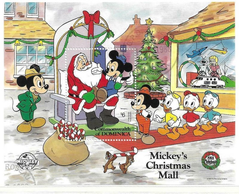 1988   DOMINICA  -  SG.  MS  1199a  -  MICKEY'S  CHRISTMAS  MALL  -  USED