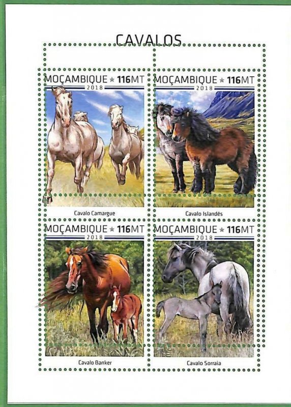 A2257 - MOZAMBIQUE - ERROR: MISPERF, Miniature sheet - 2018, Horses, Camargue