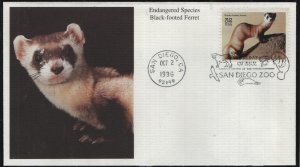 US    3105a     FDC    BLACK FOOTED FERRET , MYSTIC,   CACHET,