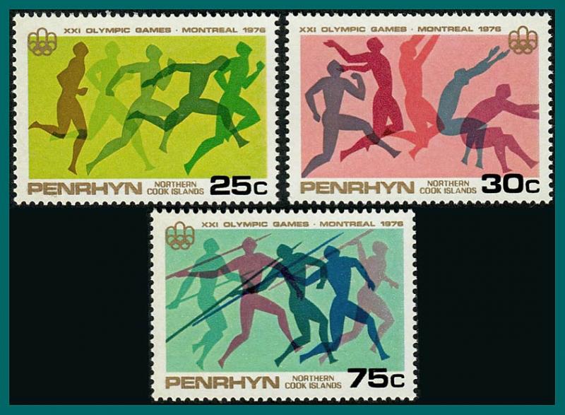 Penrhyn Island 1976 Olympic Games, MNH #81-83,SG93-SG95