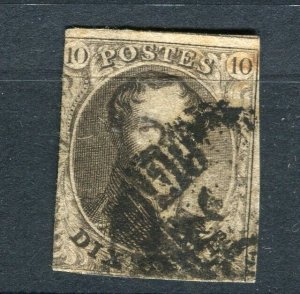 BELGIUM; 1850s classic Leopold Imperf issue used Shade of 10c. value