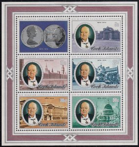 Cook Islands 1974 MH Sc #421a Souvenir sheet of 5 Sir Winston Churchill