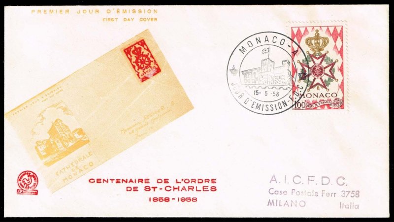 Monaco #410 Order of St. Charles; FDC