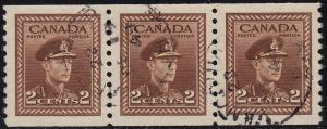 Canada - 1948 - Scott #279 - used - G VI - Coil strip of 3