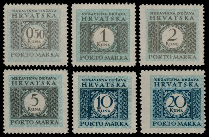 ✔️ CROATIA 1942 - POSTAGE DUE - SC. J20/J25 ** MNH OG [CRP011]