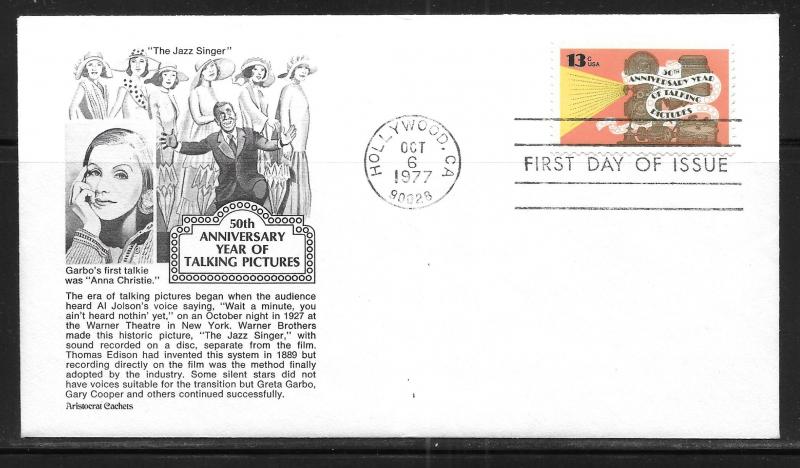 United States 1727 Talking Pictures Arstrocrat Cachet FDC (z2)