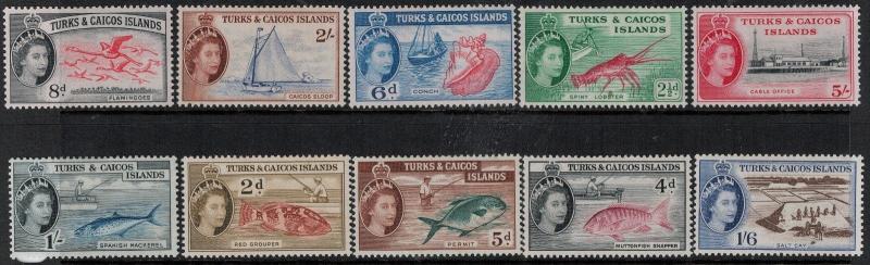 Turks and Caicos SC 121-135 MNH 1957-1960 SCV$ 112.65 Set