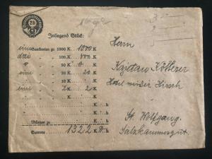 1920 Vienna German Austria Commercial cover To St Wolfgang Switzerland Wax Seal