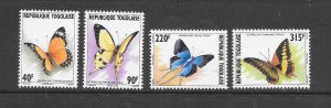 TOGO #702-5 BUTTERFLIES MNH