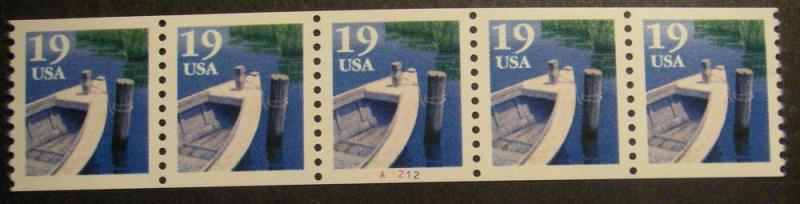 Scott 2529, 19 cent Fishing Boat, PNC5 #A1212, MNH Coil Beauty