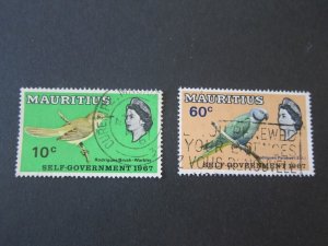 Mauritius 1967 Sc 303-4 bird FU