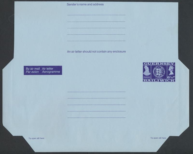 Guernsey  Air Letter SG SSA6 Higgins & Gage FG6  Decimal Currency 1973