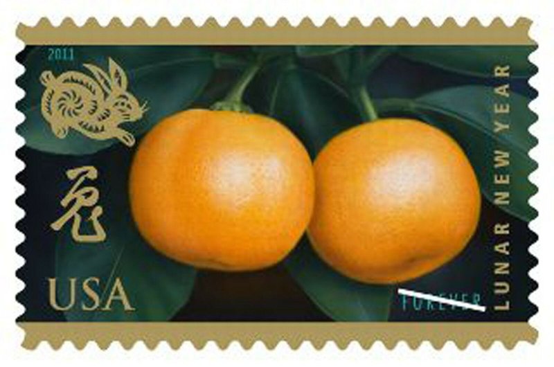 Year of the Rabbit Kumquats Lunar New Year Sheet of 12 Forever Stamps Scott 4492