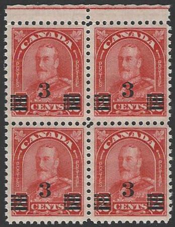 Canada #191 Mint Hinged Block of 4 cv $5.60