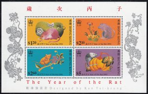 Hong Kong 1996 MNH Sc #737a Souvenir sheet of 4 Year of the Rat