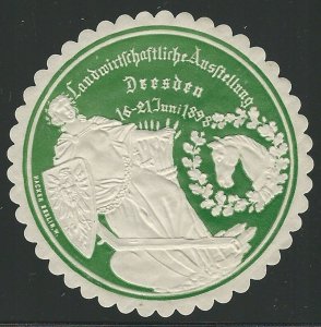 Dresden, Germany, 1898 Agricultural Exposition, Embossed Poster Stamp