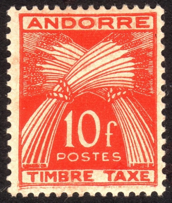 1947, French Andorra 10Fr, MH, Sc J38