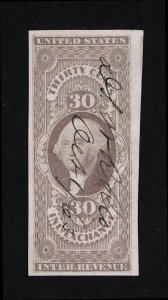 GENUINE SCOTT #R52a F-VF 1862-71 LILAC 1ST ISSUE INLAND EXCHANGE IMPERF #18529