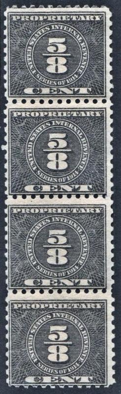 RB48 5/8¢ Proprietary Stamp Strip of Four (1914) MNH*