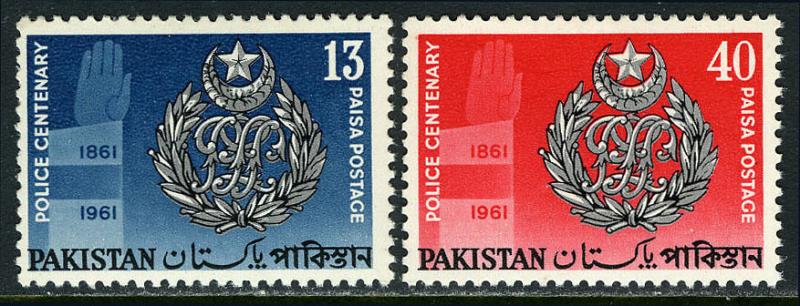 Pakistan 155-156, MNH. Centenary of the Police Force. Police Crest, 1961