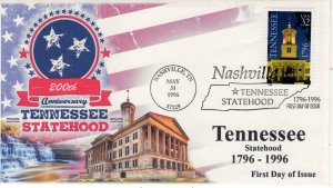 AO-3070-2, 1996, Tennessee Statehood, First Day Cover, Pictorial Postmark, Add-o