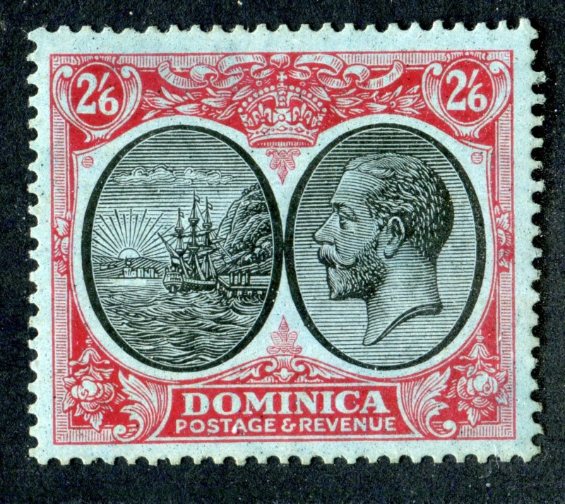 Dominica 1923 KGV. 2/6d black & red/blue. Mint. LH. SG85.