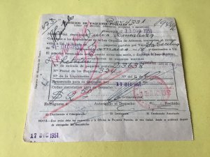 Ecuador 1951 Document  Stamps Receipt   Ref 53785
