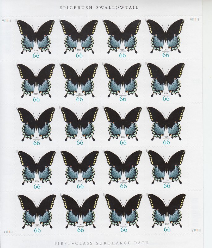 2013 USA Spicebush Swallowtail Butterfly Sheet of 20 (Scott 4736) MNH