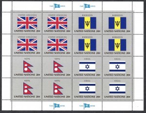 United Nations #399-414 20¢ World Flag Series (1983). 4 full sheets. MNH