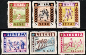 Liberia Sc #347-349, C88-C90 Mint Hinged