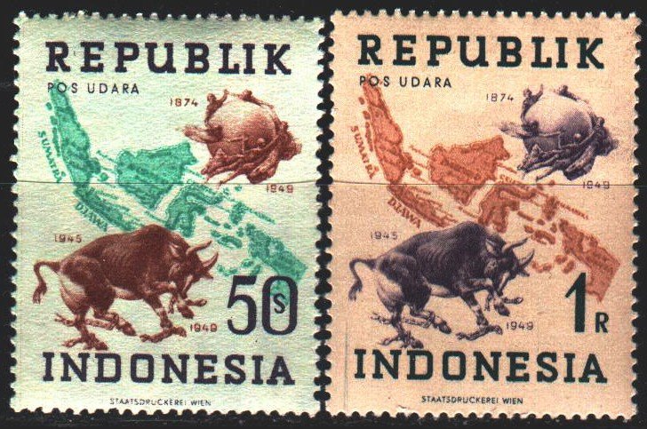 Indonesia. 1949. 181-82. UPU anniversary. MNH.