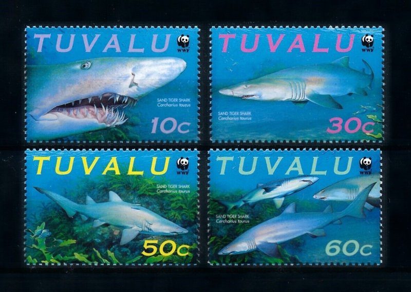 [79165] Tuvalu 2000 Marine life sharks WWF  MNH