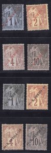 MOMEN: FRENCH COLONIES ST PIERRE SC #19a-24a,26a-27a INVTED MINT OG H LOT #65908