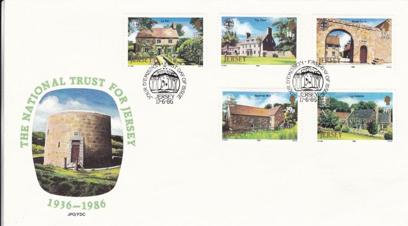 Jersey 1986 National Trust 50th anniversary FDC Unadressed VGC