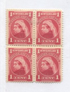 Newfoundland 1897 1 cent block of 4 mint o.g. hinged
