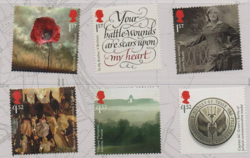 Great Britain Sc 3507-12 2016 Post Office at War stamp set mint NH