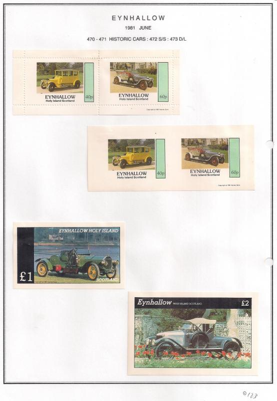 SCOTLAND - EYNHALLOW - 1981 - Historic Cars - Perf Imp 2v, Souv, D/L Sheets MLH