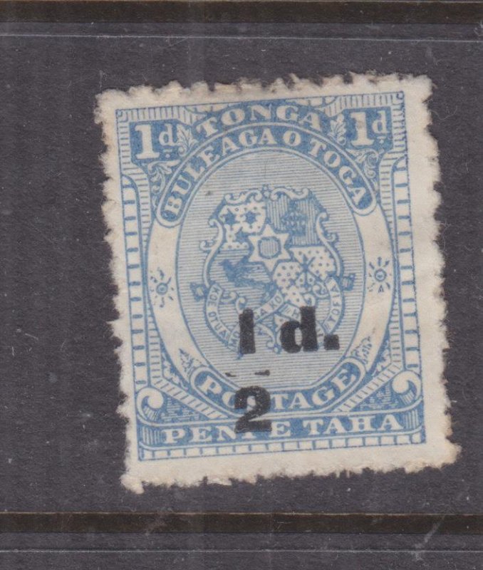 TONGA, 1893 1/2d. in Black on 1d. Ultramarine, Broken Bar, mint no gum.