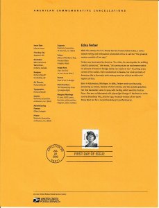 US SP1367 Edna Ferber Souvenir Page #3432