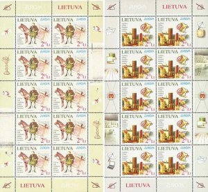 Lithuania Litauen 2008 Europa CEPT Post delivery history set of 2 sheetlets MNH