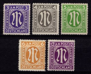 Germany [Allied Zone] 1945 AM Post (English Print), Part Set [Unused]