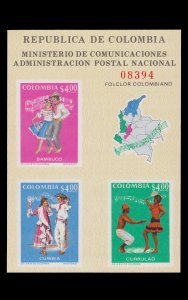 COLOMBIA 1971 SCOTT # 797 - 798. SOUVENIR SHEET SET. UNUSED.