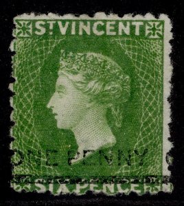 ST. VINCENT QV SG34, 1d on 6d deep green, UNUSED. Cat £475.