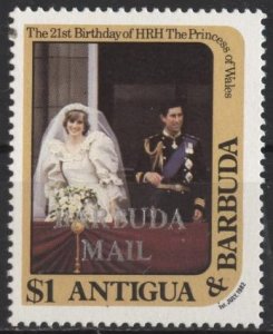 Barbuda 545 (mnh) $1 Princess Diana 21st birthday, ovpt (1982)