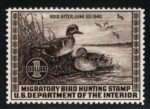 US Sc RW6 $1.00 1942 MNH OG XF Federal Duck Hunting Permit Stamp