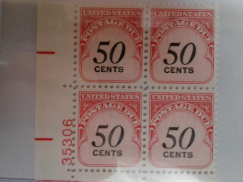 SCOTT # J-99 U.S 50 CENT POSTAGE DUE PLATE BLOCK GEM