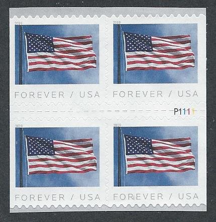 US #5344, Block of Four, w/Pl #, Flag, MNH*-